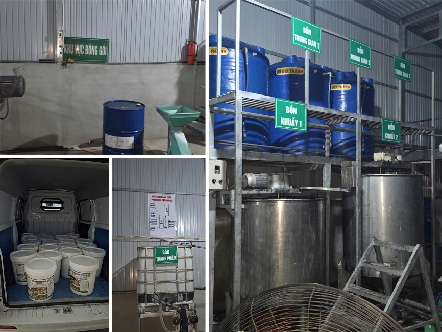  Nhà xưởng, thiết bị máy móc của Nguyễn Văn Thiệt dùng để sản xuất phân bón giả - Ảnh: Công an thành phố Cần Thơ