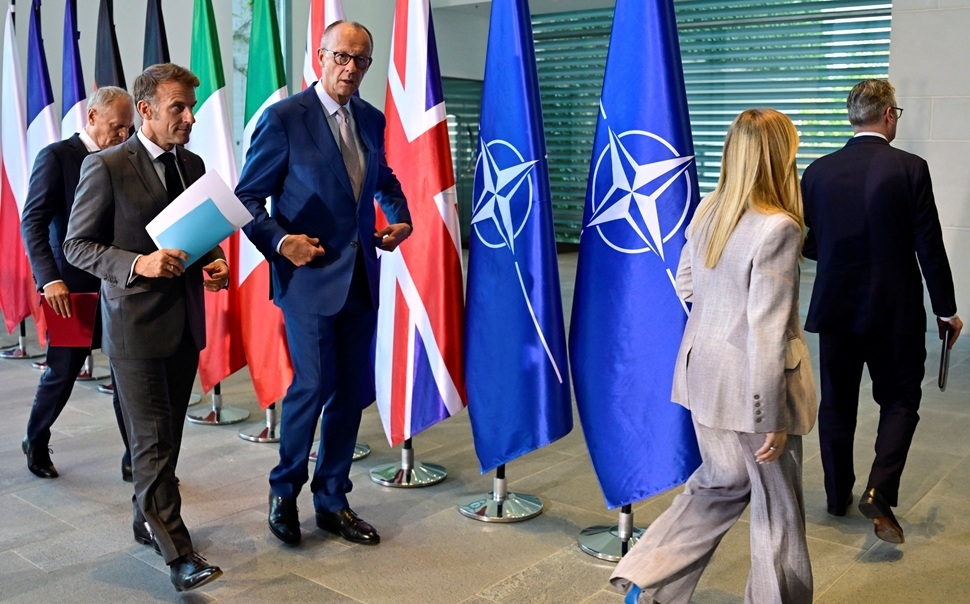 Lãnh đạo E5 họp tại Berlin trước thềm Hội nghị Thượng đỉnh NATO. Ảnh: Reuters