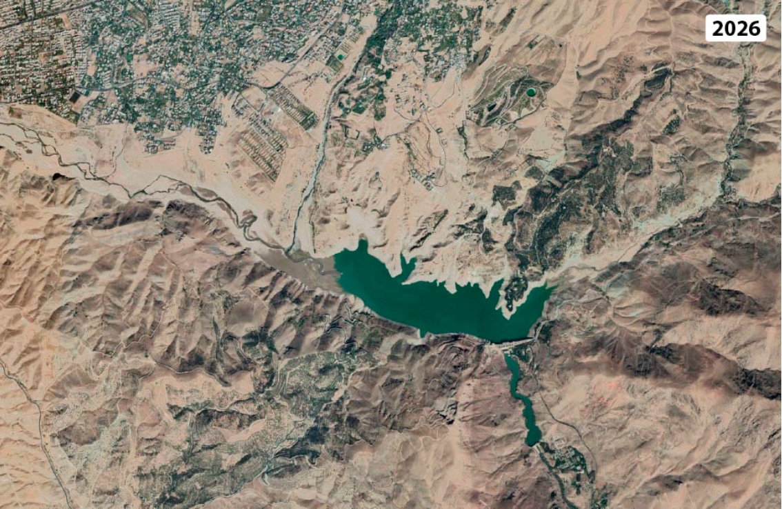 Đập Latyan ở Tehran, Iran năm 2026. Ảnh: Google Earth