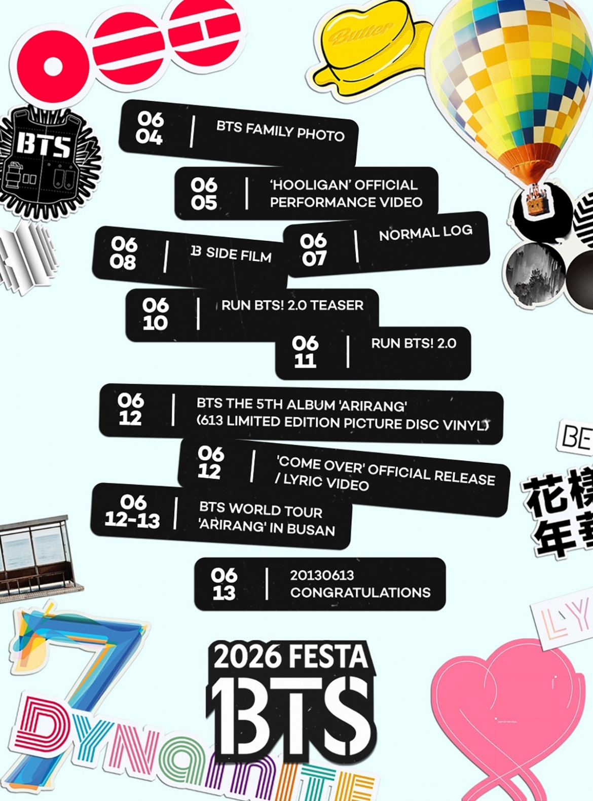 Lịch trình "BTS Festa 2026". (Ảnh: Big Hit Music)