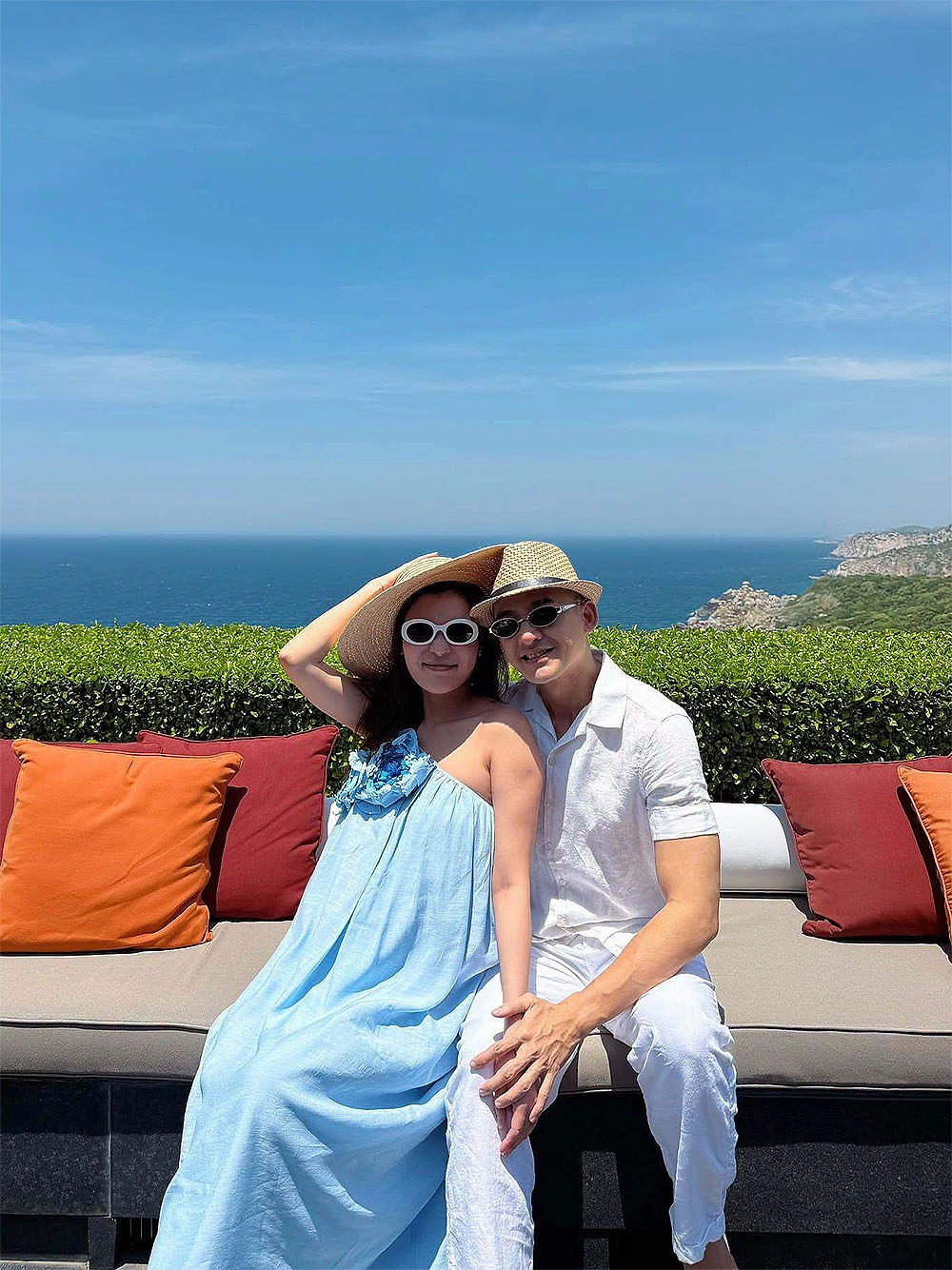 Lương Thế Thành đưa vợ bầu đi nghỉ dưỡng ở một resort sang trọng tại biển Vĩnh Hy, Ninh Thuận.