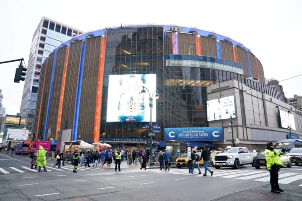 Nhà thi đấu Madison Square Garden, nơi tổ chức đám cưới của Taylor Swift và Travis Kelce. (Ảnh: Page Six)