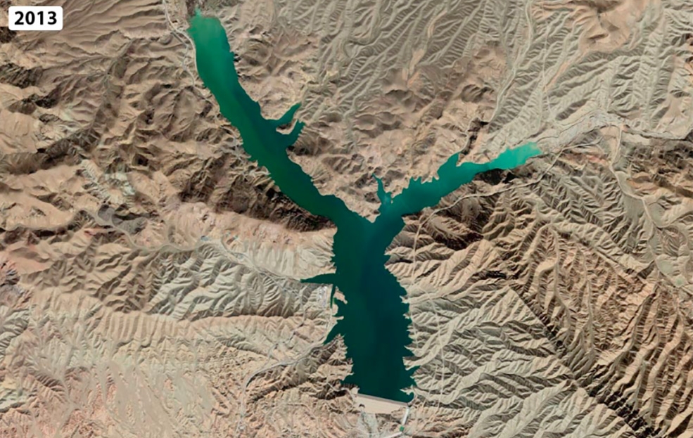 Đập Mamloo ở Tehran, Iran năm 2013. Ảnh: Google Earth