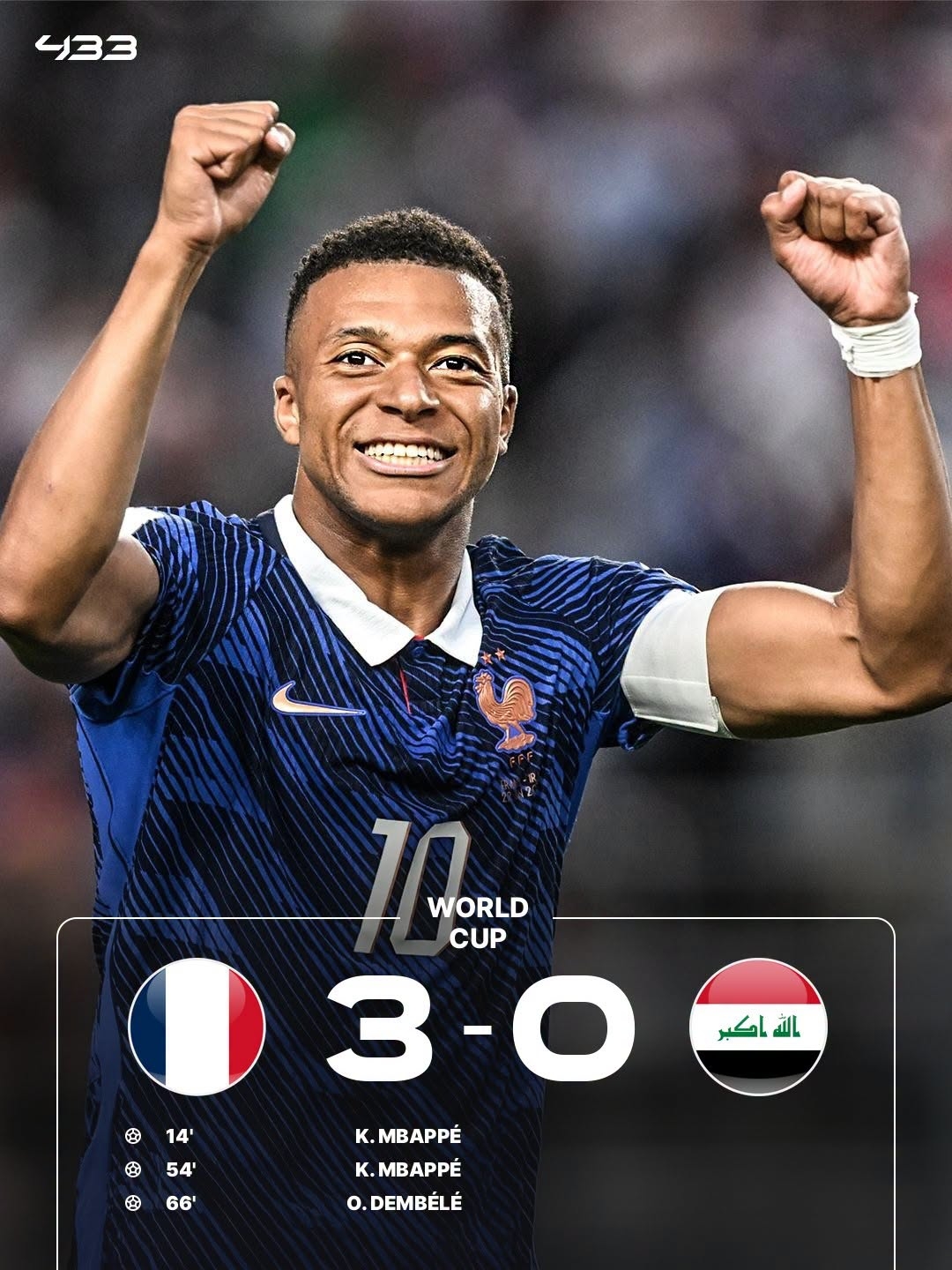 Mbappe tỏa sáng giúp Pháp đè bẹp Iraq.