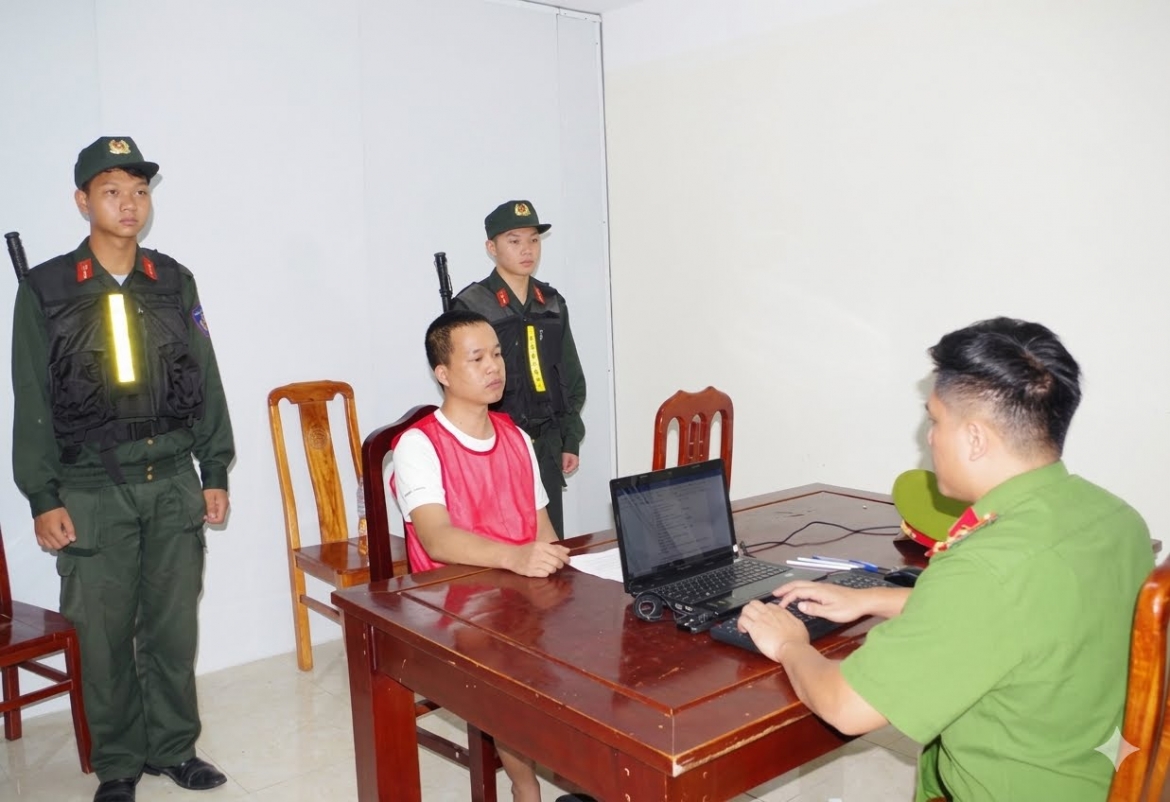 Đối tượng Nguyễn Văn Cương tại Cơ quan Cảnh sát điều tra Công an tỉnh Ninh Bình