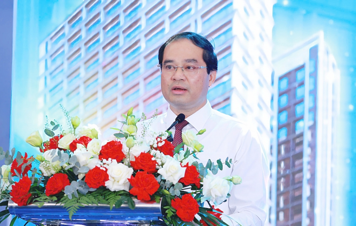 Bí thư Tỉnh ủy Thái Nguyên Trịnh Xuân Trường phát biểu tại buổi Lễ khởi công