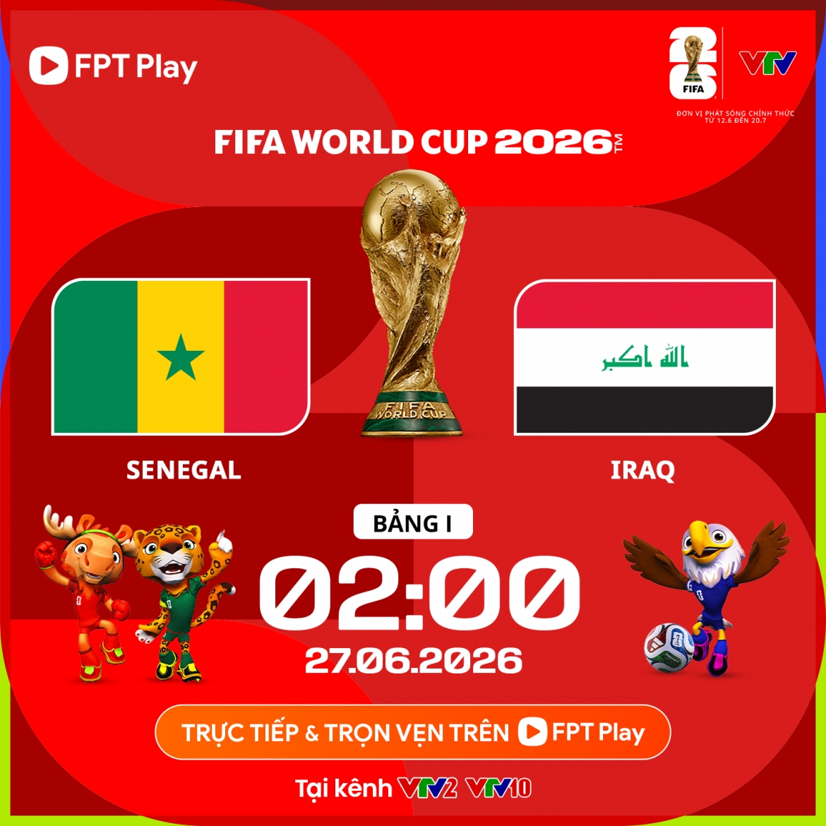 Trận đấu giữa Senegal vs Iraq diễn ra vào lúc 2h ngày 27/6.