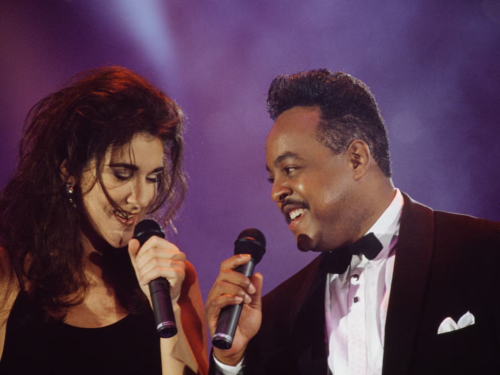 Celine Dion và Peabo Bryson tham dự lễ trao giải Âm nhạc Thế giới năm 1992 tại Monaco, ngày 14/5/1992.