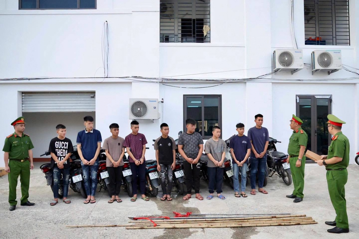 Khởi tố nhóm thanh thiếu niên ở Phú Thọ hẹn đánh nhau qua TikTok. Ảnh: Công an Phú Thọ