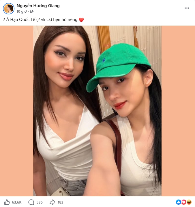 Sao Việt 1-6: Hương Giang đăng tải khoảnh khắc đi ăn tối cùng Veena Praveenar Singh - Á hậu 1 Miss Universe 2025 và cũng là người bạn cùng phòng với cô trong thời gian tham gia Miss Universe 2025. Cả hai xuất hiện với diện mạo giản dị, thoải mái nhưng vẫn thu hút nhờ nhan sắc nổi bật.