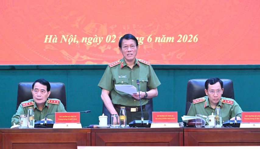 Bộ trưởng Bộ Công an - Đại tướng Lương Tam Quang phát biểu tại Hội nghị.