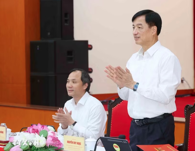 Đồng chí Nguyễn Duy Ngọc, Ủy viên Bộ Chính trị, Bí thư Trung ương Đảng, Trưởng Ban Tổ chức Trung ương chủ trì Hội nghị. (Ảnh: Phương Hoa/TTXVN)