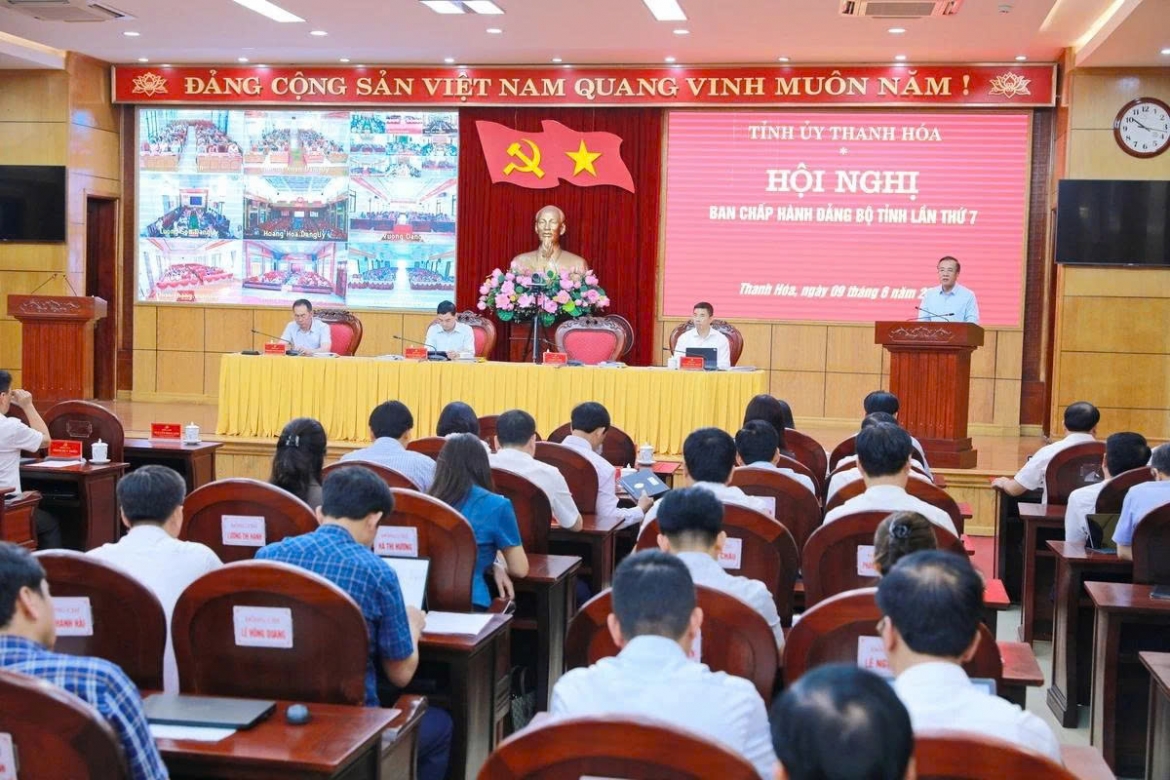 Hội nghị Ban Chấp hành Đảng bộ tỉnh Thanh Hóa lần thứ 7. Ảnh: Báo Thanh Hóa.