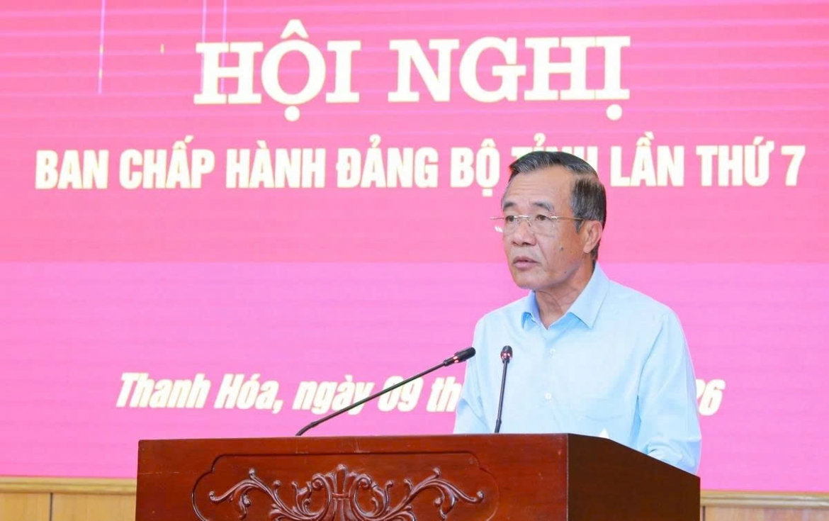 Bí thư Tỉnh ủy Lê Đức Thái phát biểu chỉ đạo và kết luận hội nghị. Ảnh: Báo Thanh Hóa.