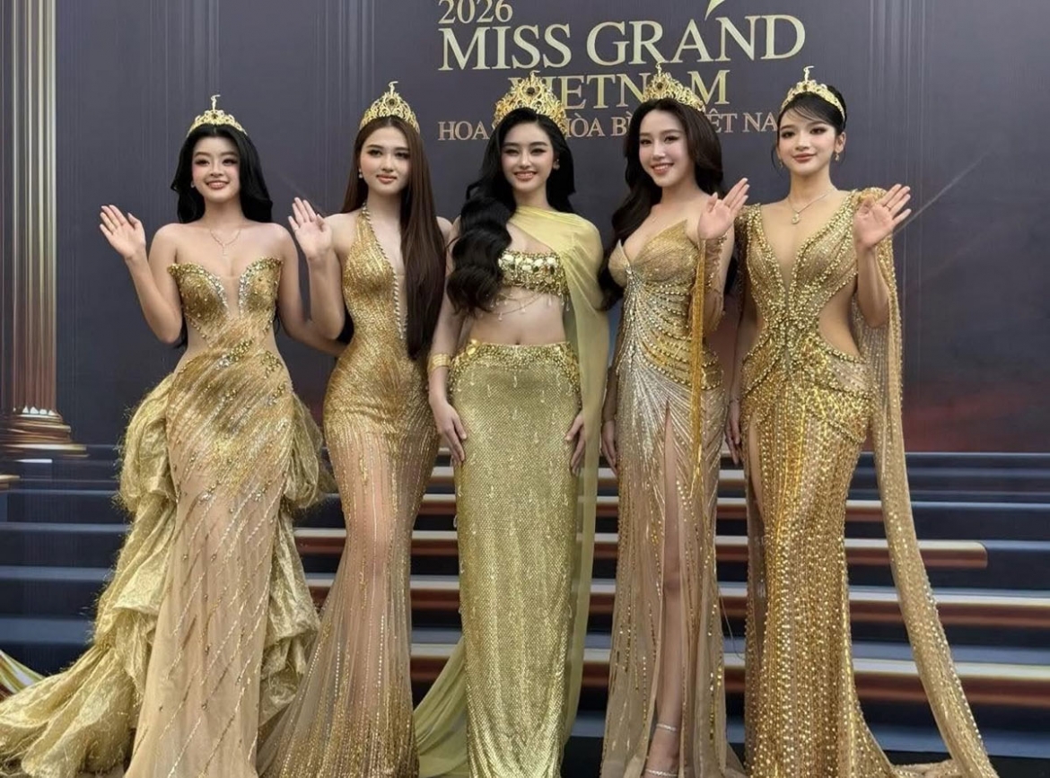 Top 5 Miss Grand Vietnam 2025 tại sự kiện khởi động Miss Grand Vietnam 2026.