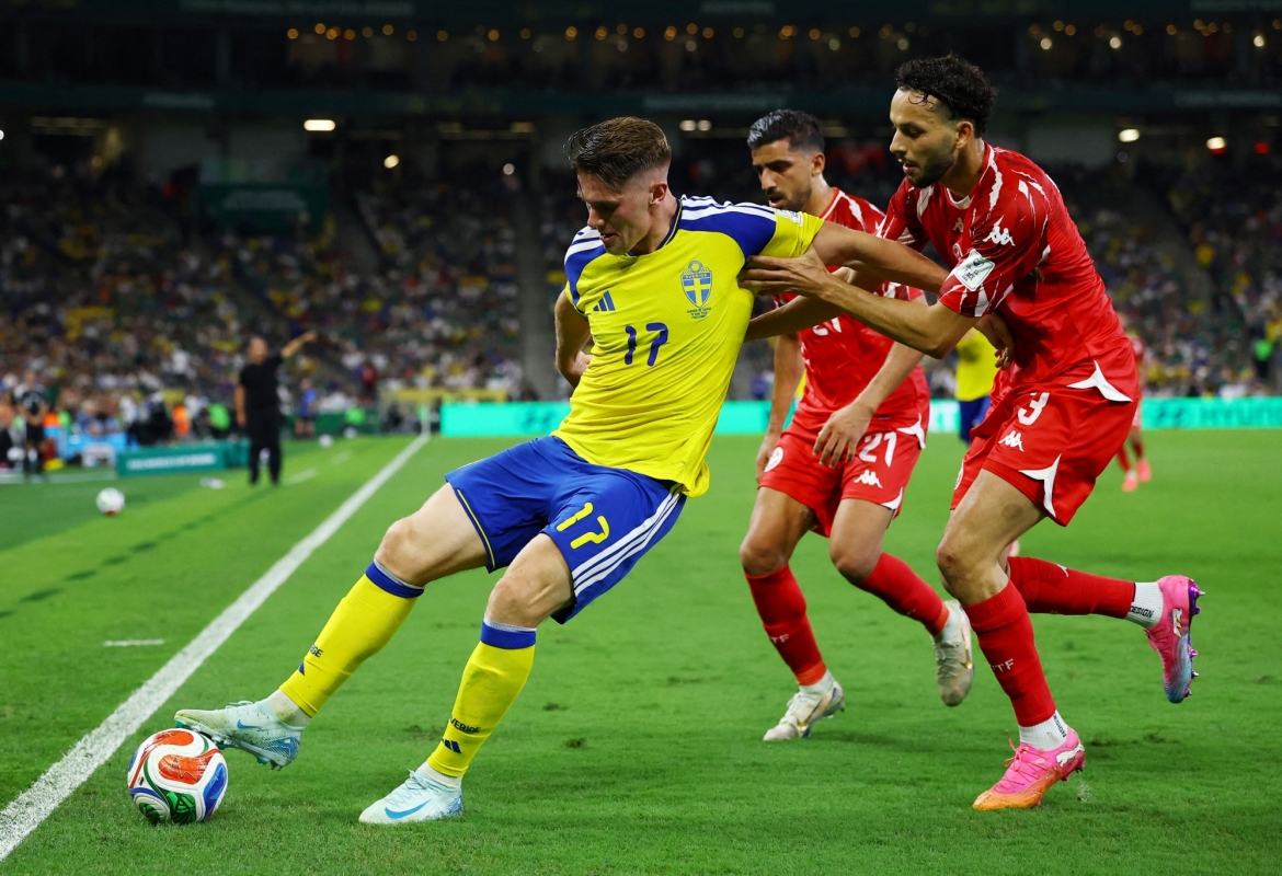 Tunisia thua đậm 1-5 trước Thụy Điển ở trận ra quân bảng F World Cup 2026. (Ảnh: Reuters)