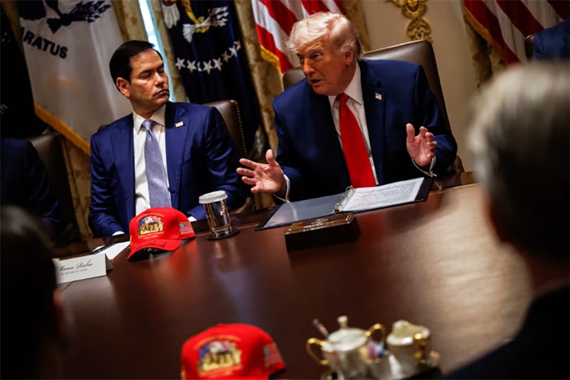 Tổng thống Mỹ Donald Trump hôm 11/6 tuyên bố đã chấm dứt chiến tranh với Iran và hai bên sắp đạt được một thỏa thuận. Ảnh: Pool