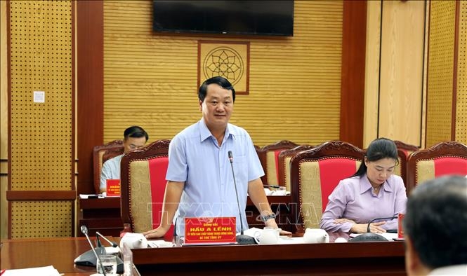 Bí thư Tỉnh ủy Tuyên Quang Hầu A Lềnh tiếp thu các ý kiến của Đoàn kiểm tra. 