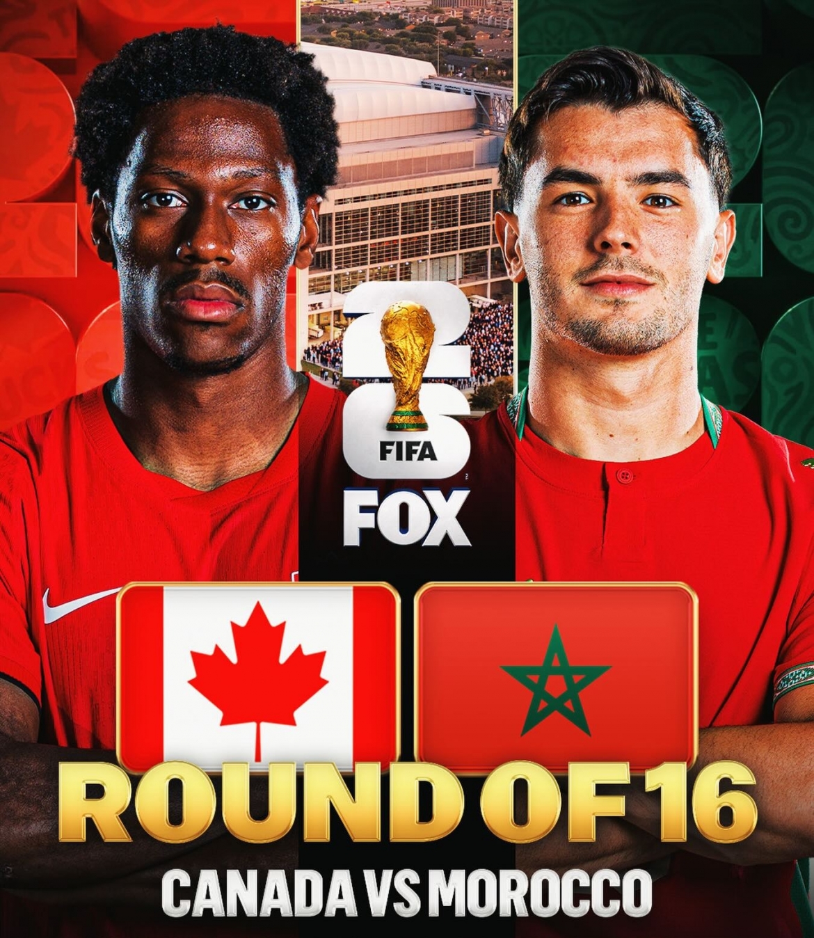 Canada vs Morocco so tài ở vòng 16 đội World Cup 2026. (Ảnh: foxsoccer)