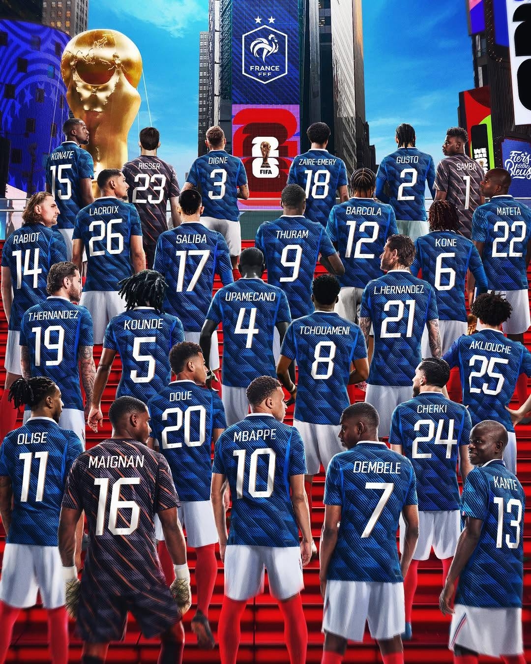 Danh sách số áo của tuyển Pháp ở World Cup 2026. (Ảnh: FFF). 