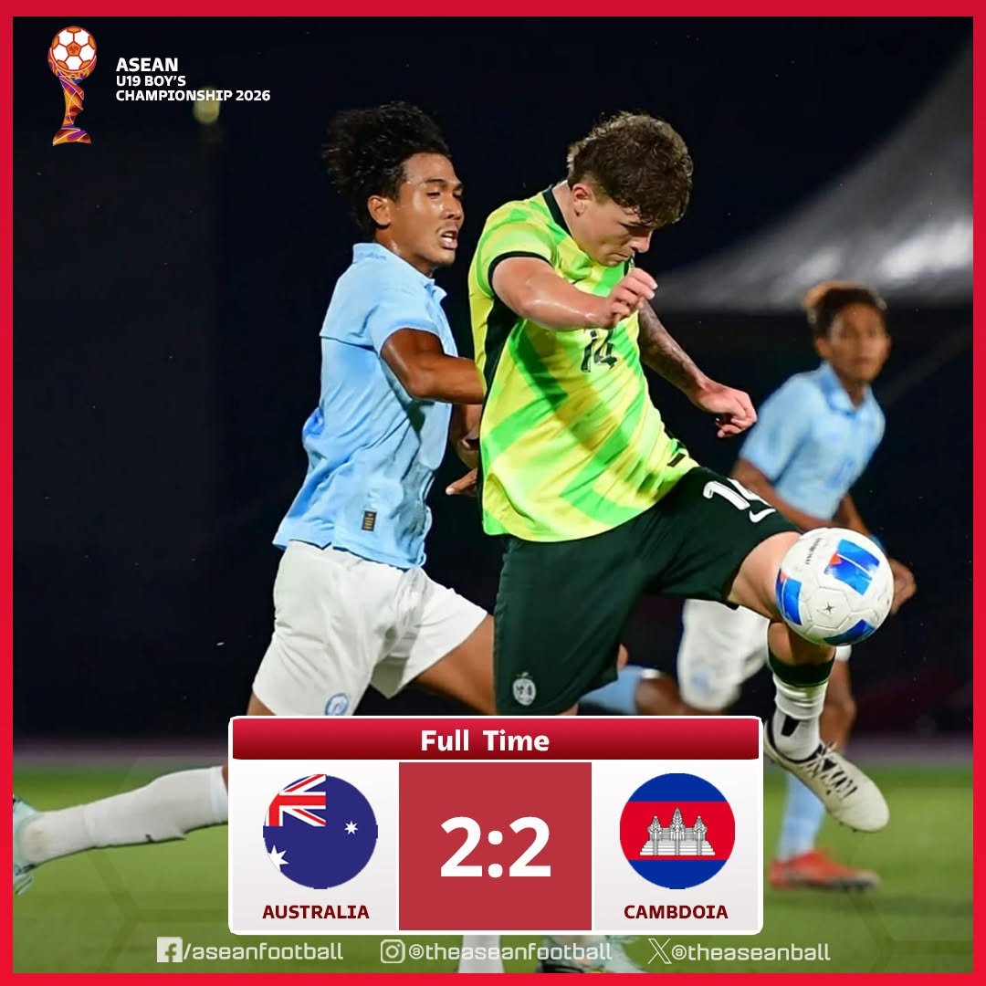 U19 Campuchia gây sốc khi cầm hòa U19 Australia để vào bán kết U19 Đông Nam Á 2026.