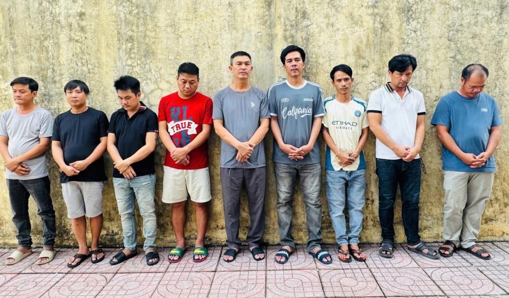 9 đối tượng bị khởi tố. (Ảnh: Công an Hà Tĩnh).