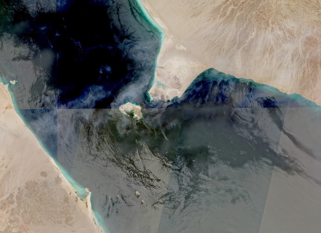 Eo biển Bab el Mandeb, tuyến đường thủy quan trọng và là cửa ngõ vào Biển Đỏ nhìn từ ảnh vệ tinh (Ảnh: Reuters)