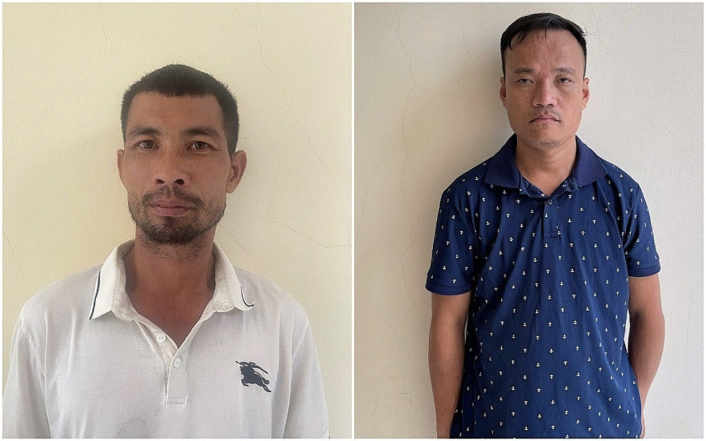 Hai đối tượng Lê Văn Cao và Nguyễn Văn Thịnh. (Ảnh: Công an Nghệ An).