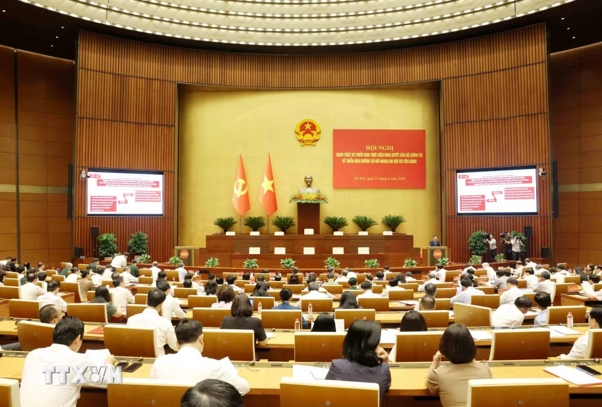 Hội nghị quán triệt Nghị quyết của Bộ Chính trị về đường lối đối ngoại Đại hội XIV của Đảng - Ảnh: TTXVN