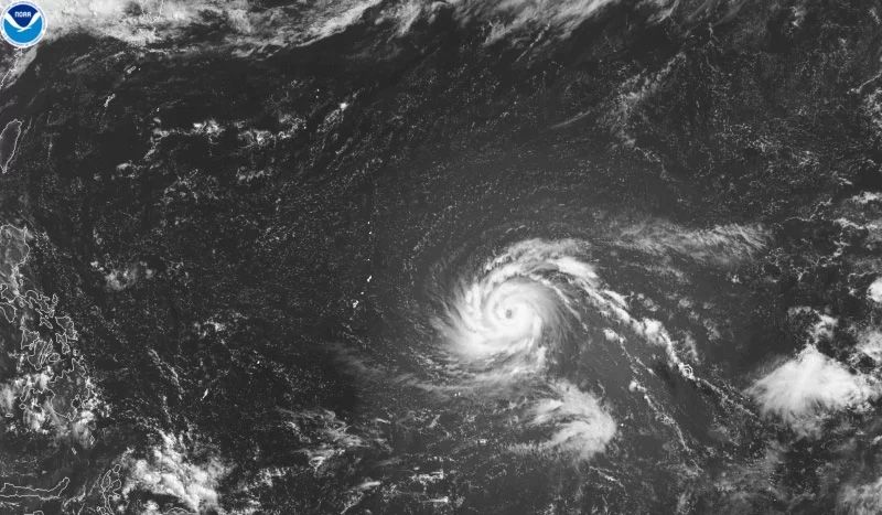 Vị trí bão Bavi ở phía đông đảo Guam tại Thái Bình Dương, ngày 3/7/2026. Ảnh: NOAA