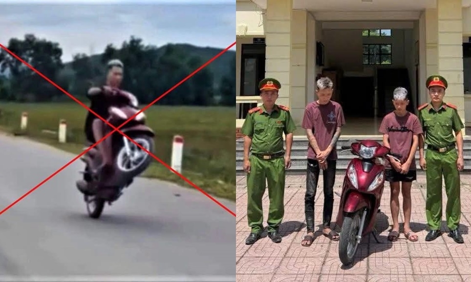 Nguyễn Thành Đạt và Nguyễn Văn Bảo tại cơ quan công an. (Ảnh: Công an cung cấp)