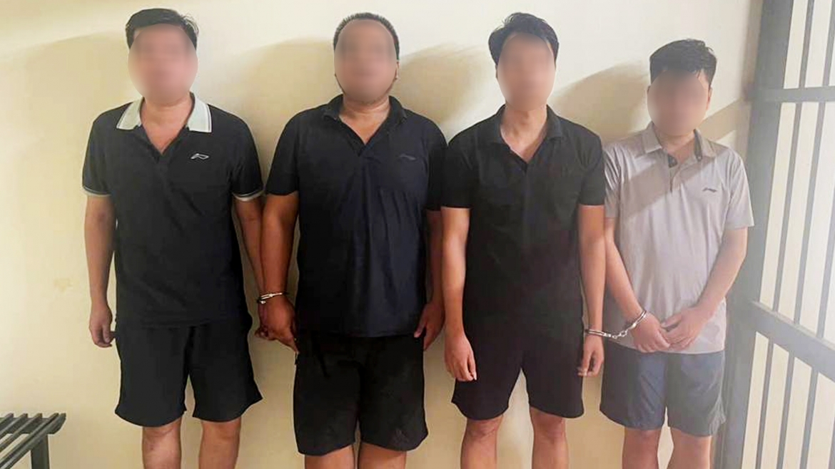 Các đối tượng Ninh, Hiếu, Hùng, Dũng tại cơ quan Công an