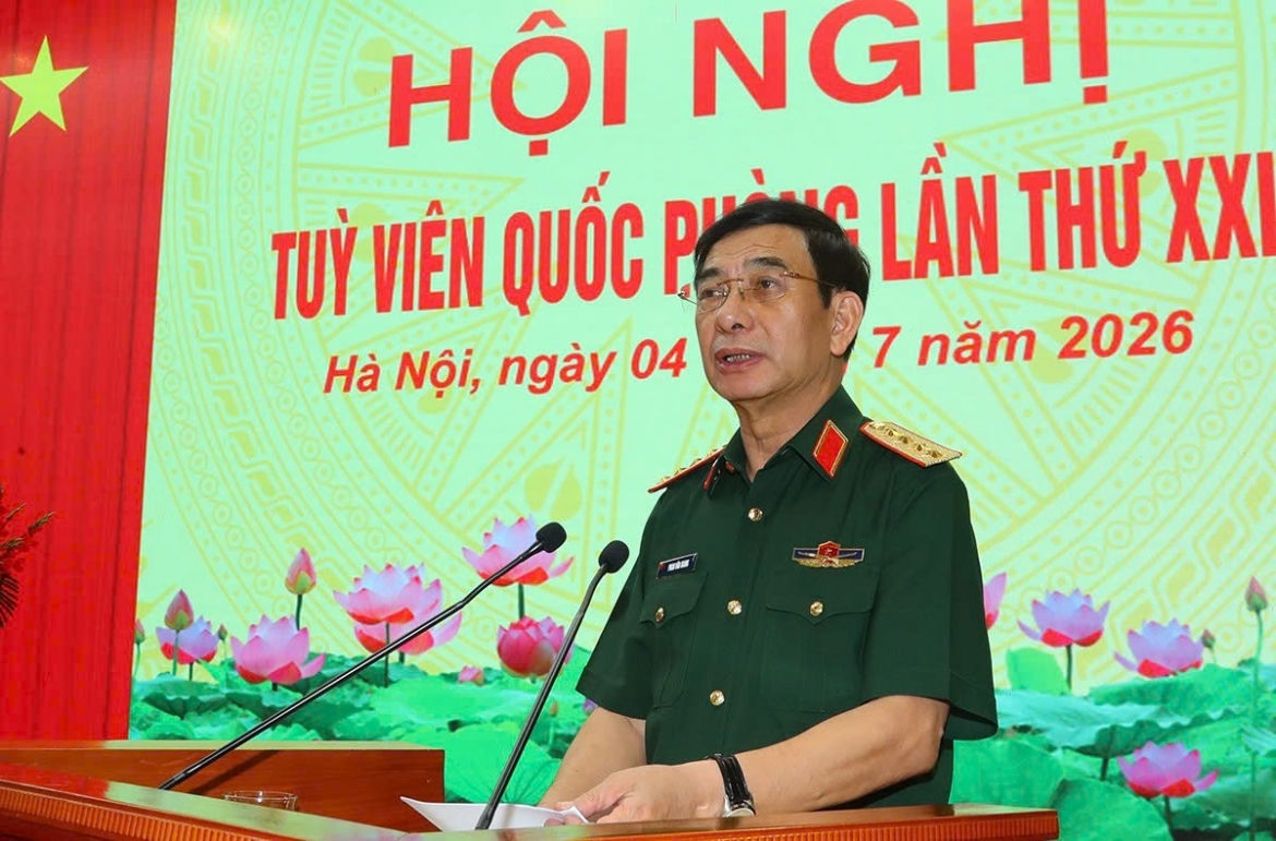 Đại tướng Phan Văn Giang phát biểu chỉ đạo tại hội nghị.