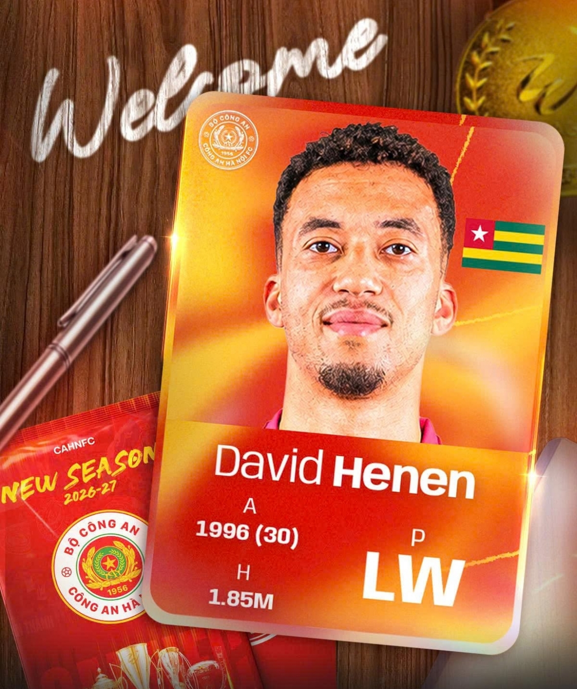 David Henen chính thức đầu quân cho CLB CAHN ở mùa giải 2026/2027. (Ảnh: CLB CAHN)