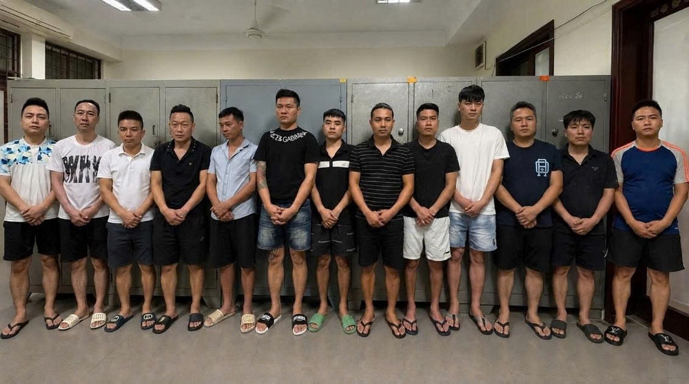 Các đối tượng bị bắt giữ tại cơ quan Công an