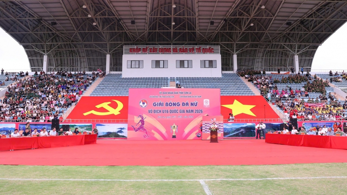Lễ khai mạc Giải bóng đá nữ Vô địch U16 Quốc gia 2026. (Ảnh: VFF)