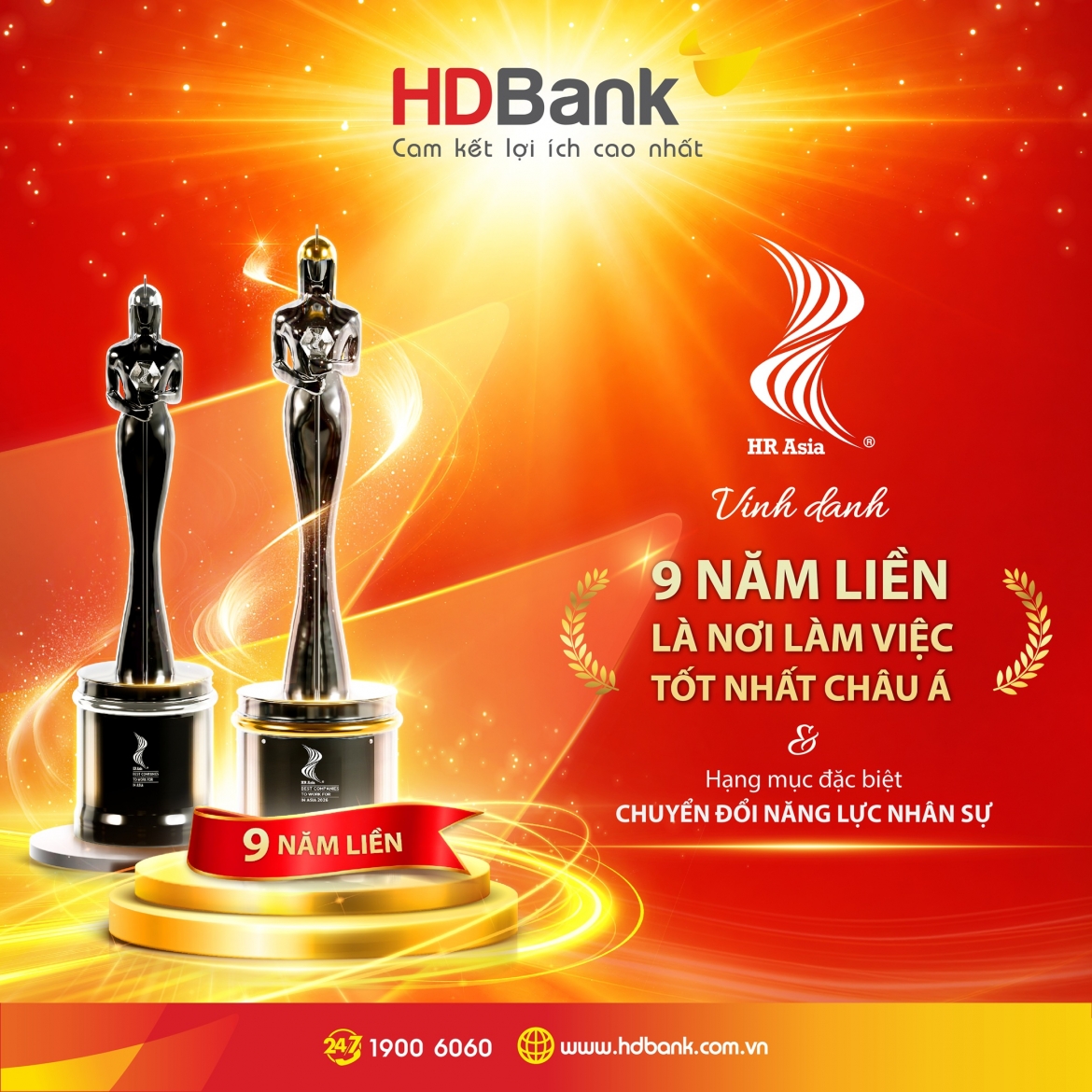 HDBank - Ngân hàng duy nhất 9 năm liên tiếp được vinh danh “Nơi làm việc tốt nhất châu Á”