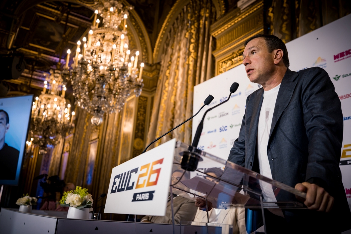 Ông Ralf Reichert, Tổng Giám đốc của eSports Foundation phát biểu tại buổi họp báo khai mạc eSports World Cup 2026