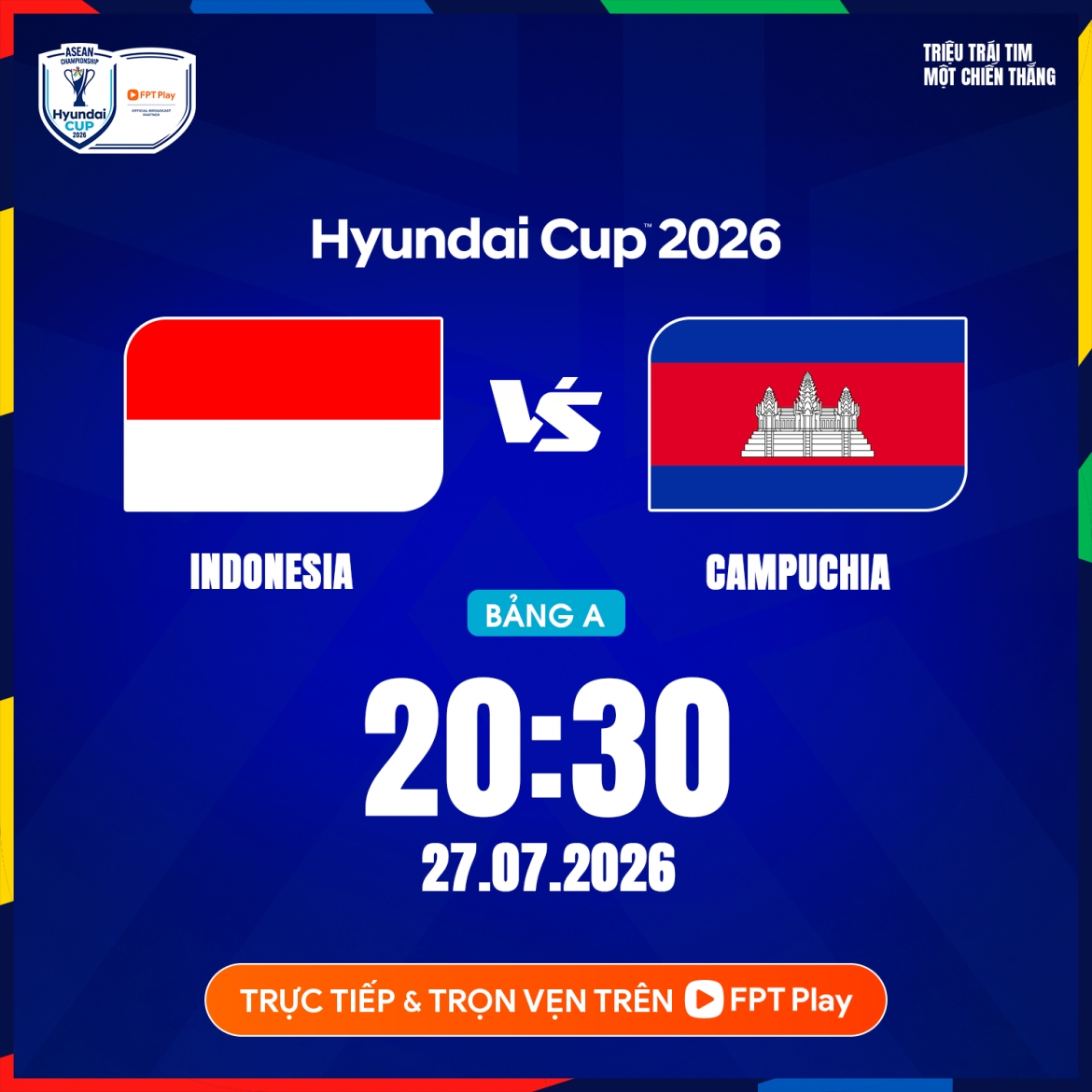 Trận đấu giữa Indonesia vs Campuchia diễn ra vào lúc 20h30 hôm nay 27/7.
