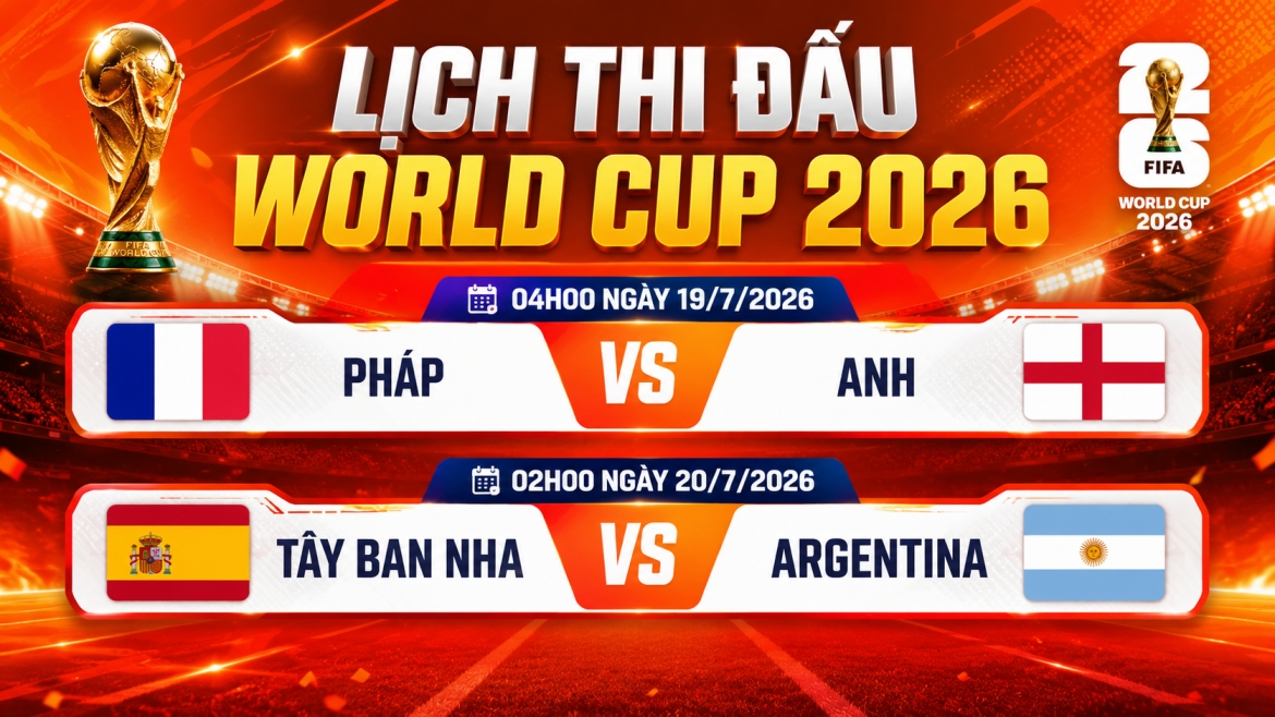Lịch thi đấu chung kết và tranh hạng Ba World Cup 2026.