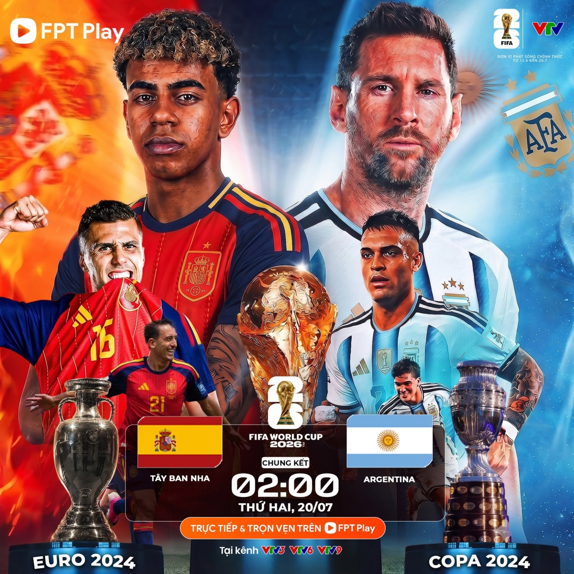 Trận đấu giữa Tây Ban Nha vs Argentina diễn ra vào lúc 02h00 rạng sáng ngày 20/7.