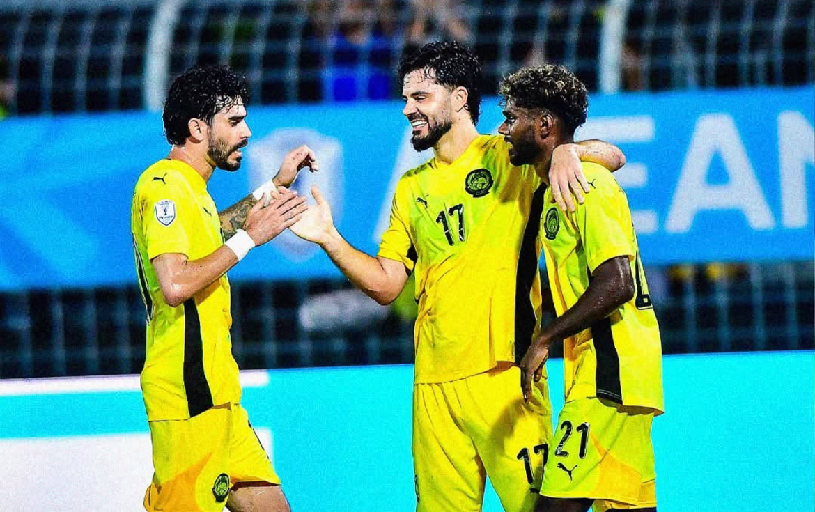 ĐT Malaysia dẫn trước với tỉ số 1-0 (Ảnh: LĐBĐ Malaysia)