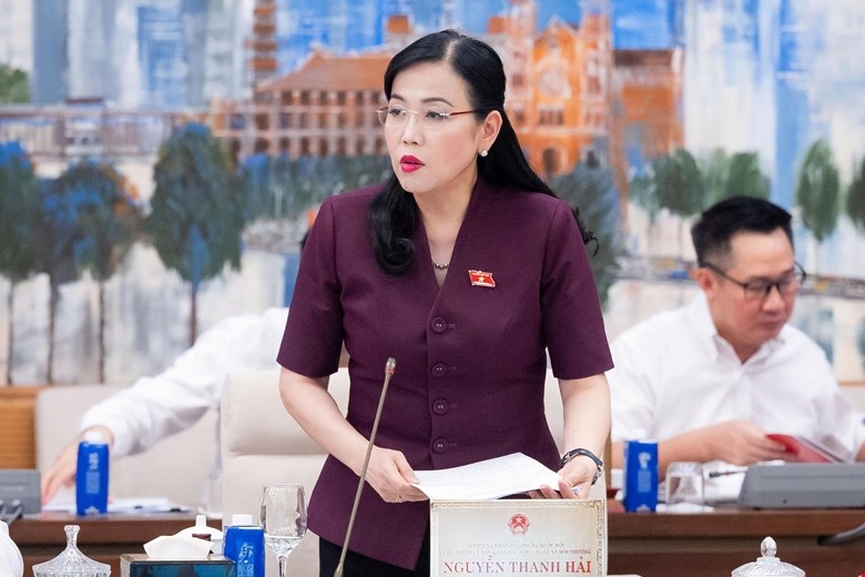 Chủ nhiệm Ủy ban Khoa học, Công nghệ và Môi trường Nguyễn Thanh Hải trình bày báo cáo thẩm tra.
