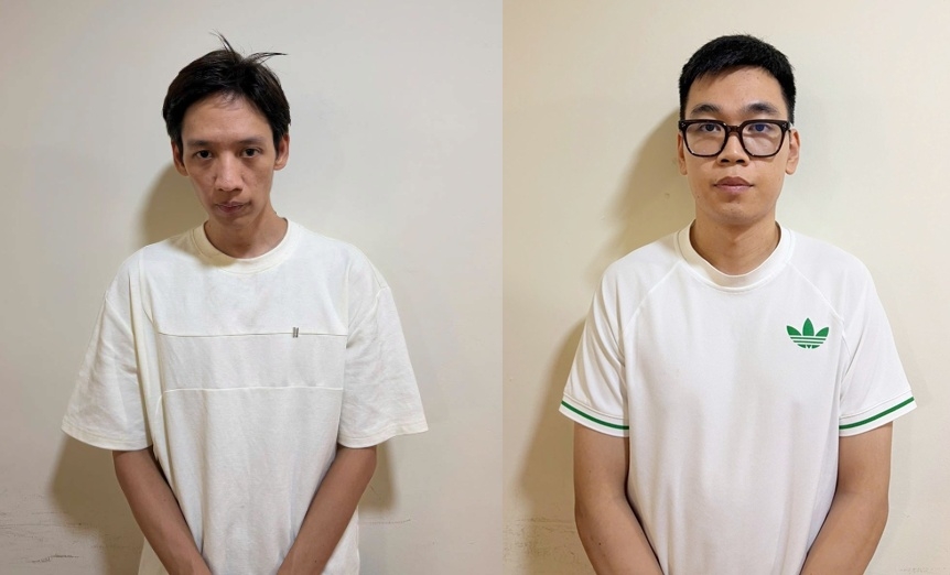 Đối tượng Nguyễn Đình Minh Khoa và Nguyễn Trung Anh. (Ảnh: Công an cung cấp)