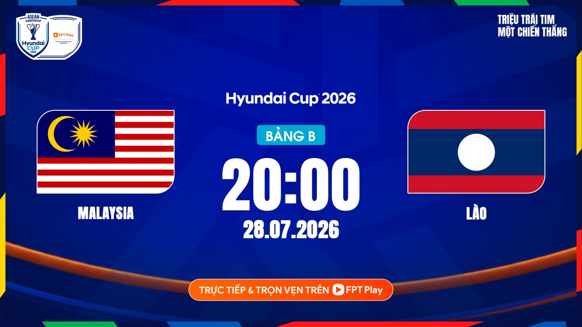 Trận đấu giữa Malaysia với Lào diễn ra vào lúc 20h ngày 28/7.