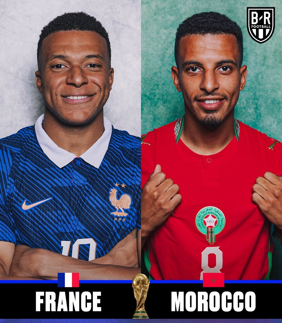 Theo lịch thi đấu tứ kết World Cup 2026, Pháp vs Morocco sẽ so tài vào lúc 03h00 ngày 10/7 trên sân vận động Boston, Mỹ. (Ảnh: B/R Football)