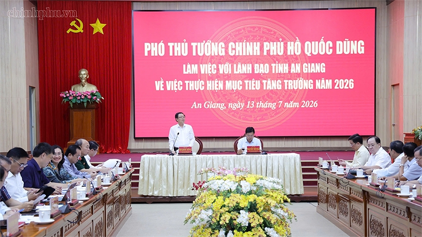 Phó Thủ tướng Chính phủ Hồ Quốc Dũng làm việc với tỉnh An Giang. Ảnh: VGP/Gia Huy