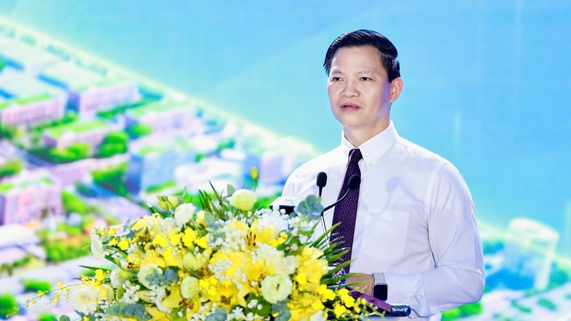 Chủ tịch UBND tỉnh Thái Nguyên Vương Quốc Tuấn phát biểu cam kết đưa dự án phát triển hiệu quả