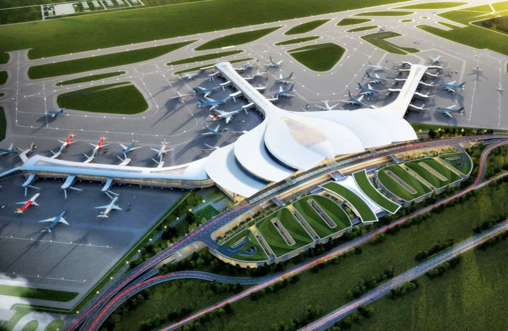 Toàn cảnh sân bay Long Thành nhìn từ trên cao. Ảnh: Vietnam Airlines
 