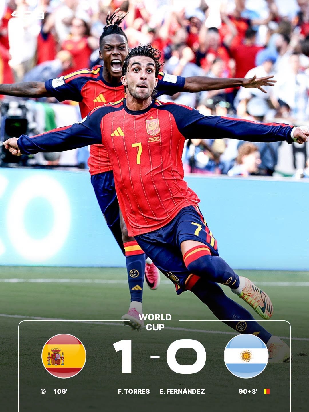 Tây Ban Nha thắng tối thiểu trước Argentina (Ảnh: 433).